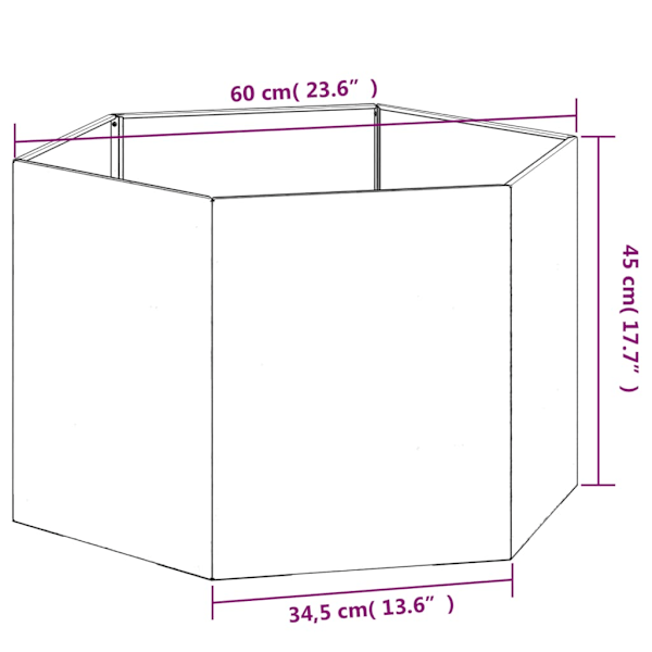 Odlingslåda rostfärgad 60x60x45 cm rosttrögt stål