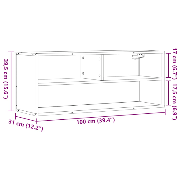 Tv-bänk brun ek 100x31x39,5 cm konstruerat trä och metall