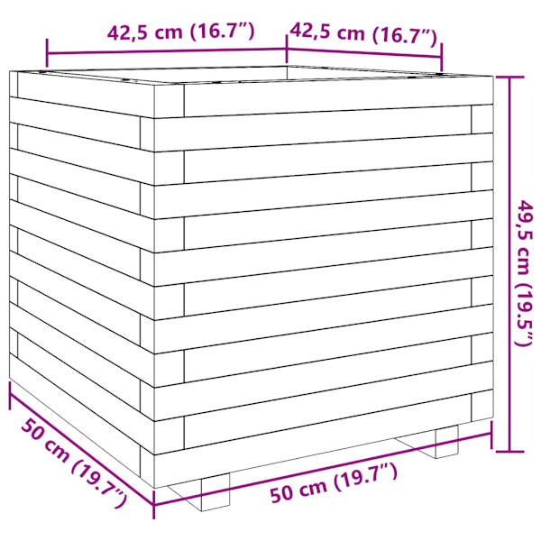 Odlingslåda 50x50x49,5 cm massivt douglasträ