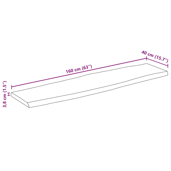 Bordsskiva 160x40x3,8 cm rektangulär massiv akacia rustik kant