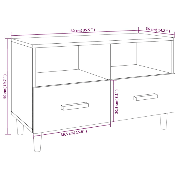 Tv-bänk vit högglans 80x36x50 cm konstruerat trä