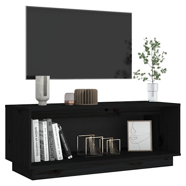 Tv-bänk svart 90x35x35 cm massiv furu