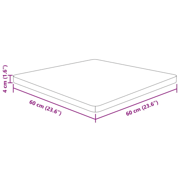 Fyrkantig bordsskiva 60x60x4 cm obehandlad massiv ek