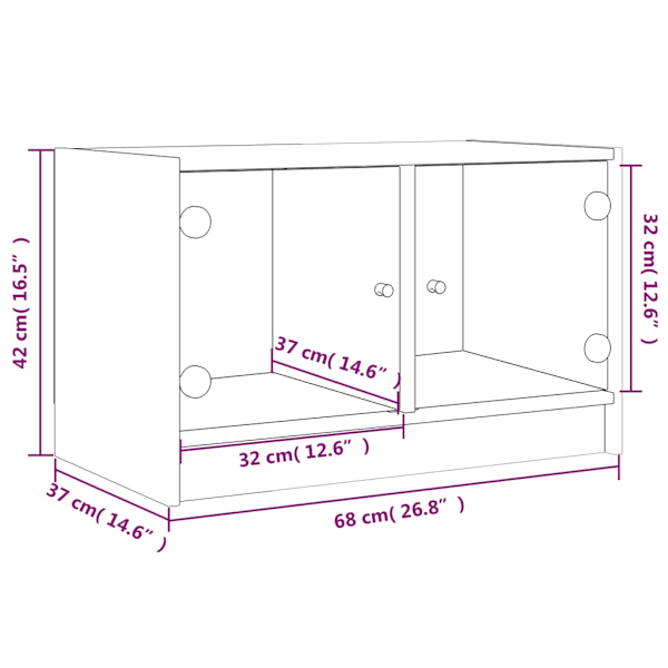 TV-bänk med glasdörrar grå sonoma 68x37x42 cm