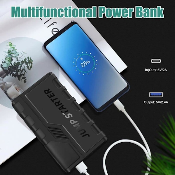 Booster Akku Auto Tragbar 1500A (Jopa 7.0L Bensiini tai 5.5L Diesel), 3 LED-valotilaa