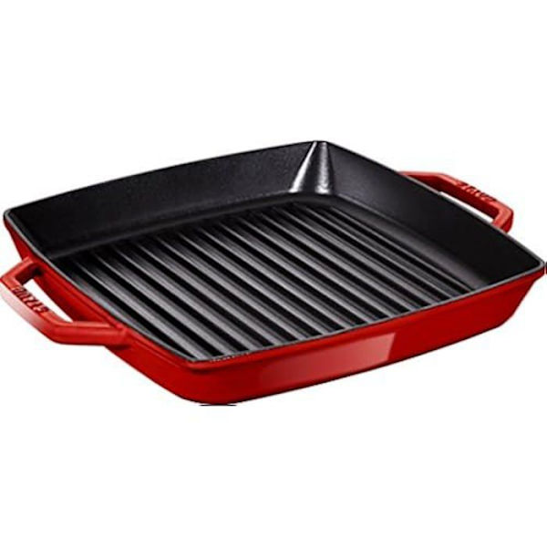 STAUB Støbejernsgrill med dobbeltgreb, Firkantet, 28 x 28 cm, Kirsebær Körsbär