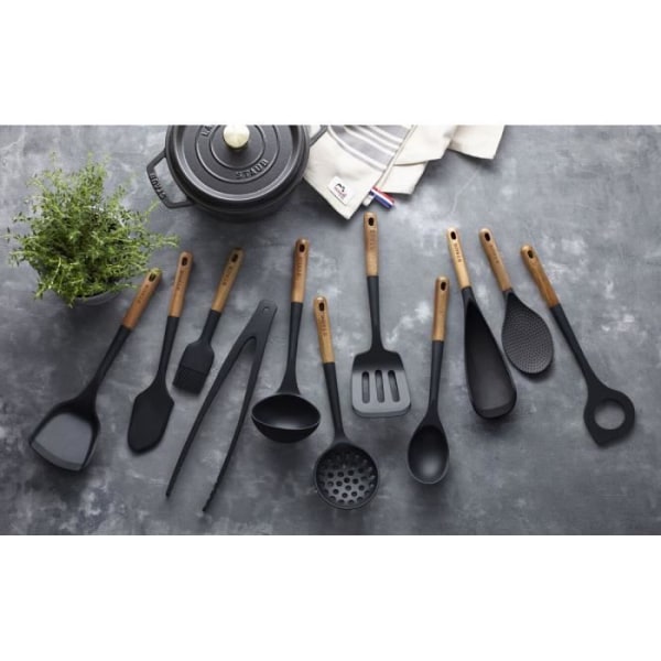 STAUB redskaber - øseske, 31 cm, sort silikone, akacietræ
