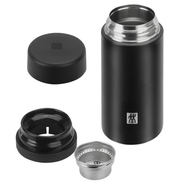 Isoleringflaske - ZWILLING - Thermo - 420 ml - Rustfrit Stål - Mat Sort Svart, Silvervit