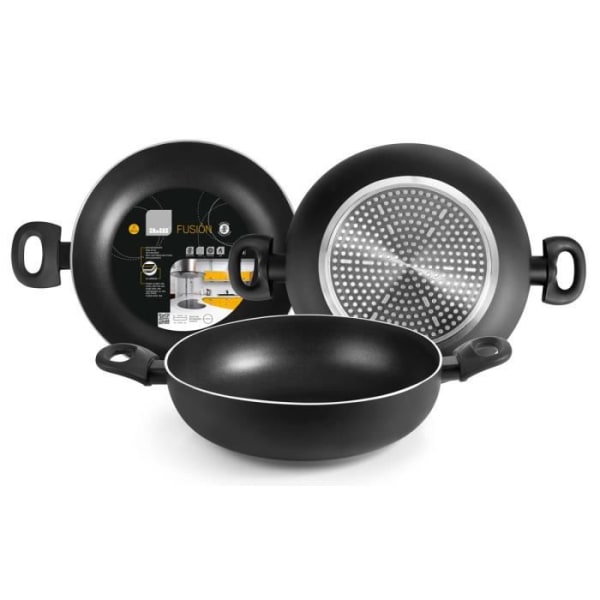 IBILI Fusion - Dyp Antiadhæsiv Gryde med 2 Håndtag (24 cm) - Aluminium - Fuldt Induktionskompatibel