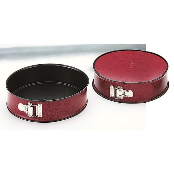 AFtagelig FORM 24 cm. NON-STICK STÅL RØD SPEKLET SORT UDVENDIG. HØJDE 6,5 CM. TÆKER OPVASKEMASKIN.