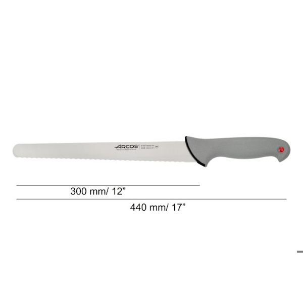 Arcos Color konditorkniv - Prof 243500 i Nitrum rostfritt stål och ergonomisk polypropen mango och 30 cm blad,