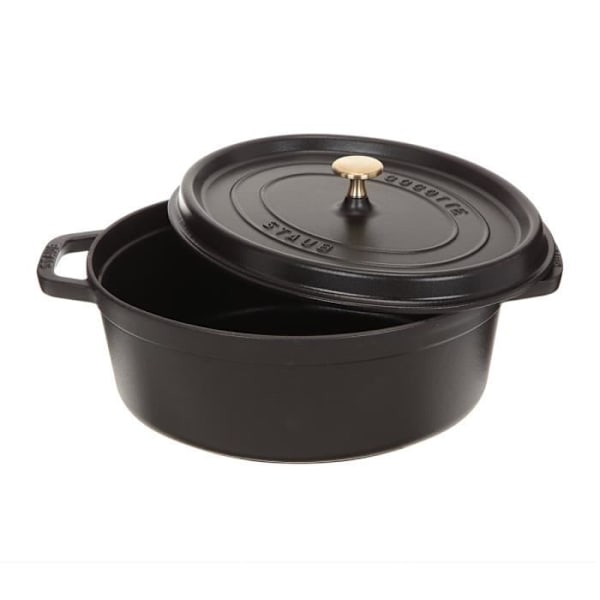 STAUB Oval Cocotte - Støbejern - Emaljeret - 31 cm - 5,5L - Mat Sort Svart