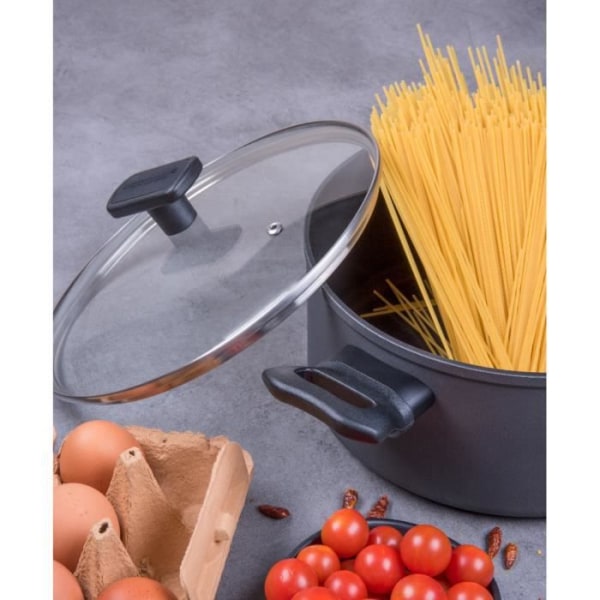 ARCOS Kaula - Smedet non-stick gryde i aluminium med glaslåg (24 mm)