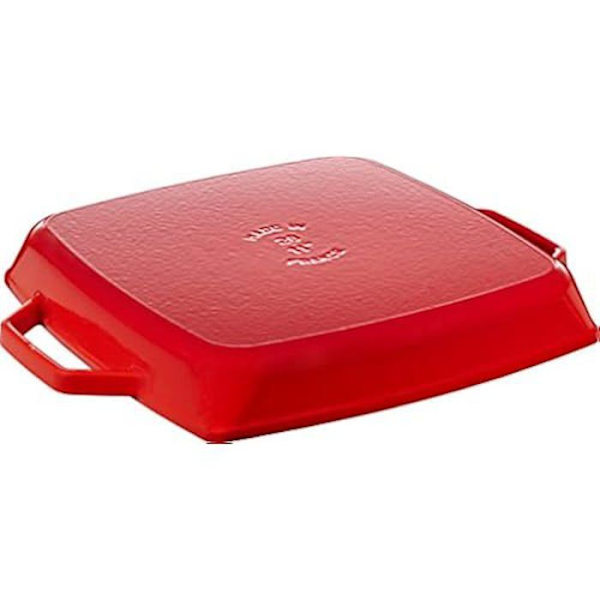 STAUB Støbejernsgrill med dobbeltgreb, Firkantet, 28 x 28 cm, Kirsebær Körsbär