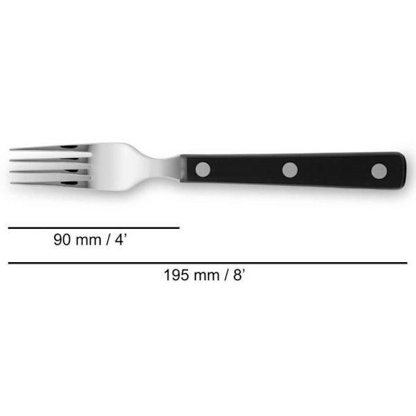ARCOS Steak Basic - Steak Gaffel (90 / 195 mm) - Rustfrit stål / Sort polyoxymethylen