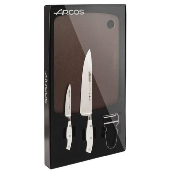 ARCOS Riviera Blanc - Box med 2 knivar + skärbräda + skalare