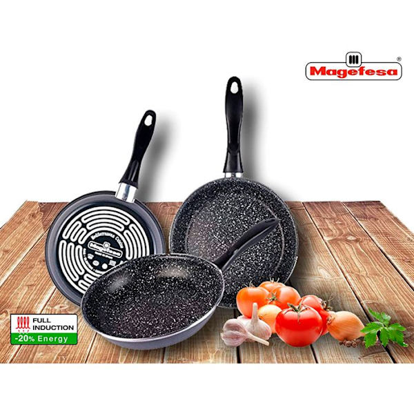 Stegepander - Magefesa - Gransasso - 18-20-24 cm - Non-stick Sten - Induktion Röd