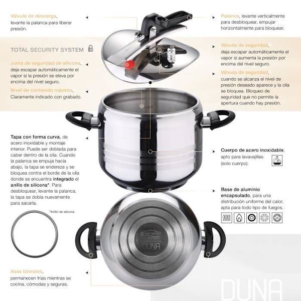 San Ignacio Q2764 Premium trykkoger 7L Sgp Duna, rustfrit stål, krom