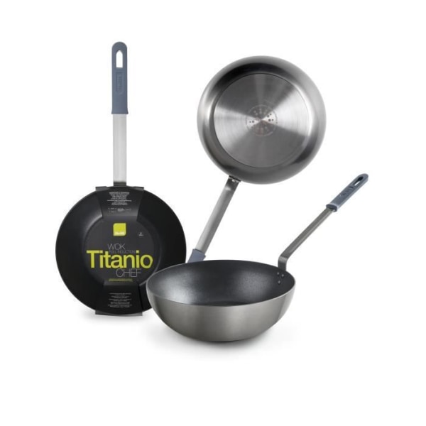 IBILI - Titanio Chef Wok, 30 cm, Aluminium, Quantanium non-stick, Induktionskompatibel