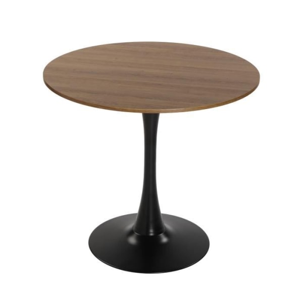Versa Lia matbord för kök, terrass, trädgård eller matsal, 73 x 80 x 80 cm, trä, PVC och metall, brunt och svart