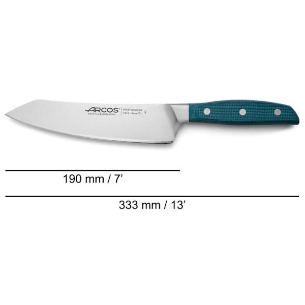 ARCOS Brooklyn - 3 veitsen laatikko (100 / 150 / 190 mm) - ruostumaton teräs / sininen Micarta