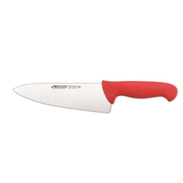 Arcos Couleur kokkekniv - Prof 290722 i Nitrum rustfrit stål og ergonomisk rød mango polypropylen med 20 cm klinge,