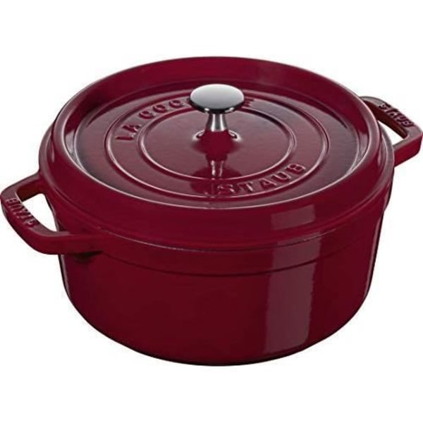 Staub 40502-294-0 Pyöreä vuoka Vuoa kannella 24 cm 2,8 l Mattamusta emali sisäkattila Bordeaux 40502-294-0