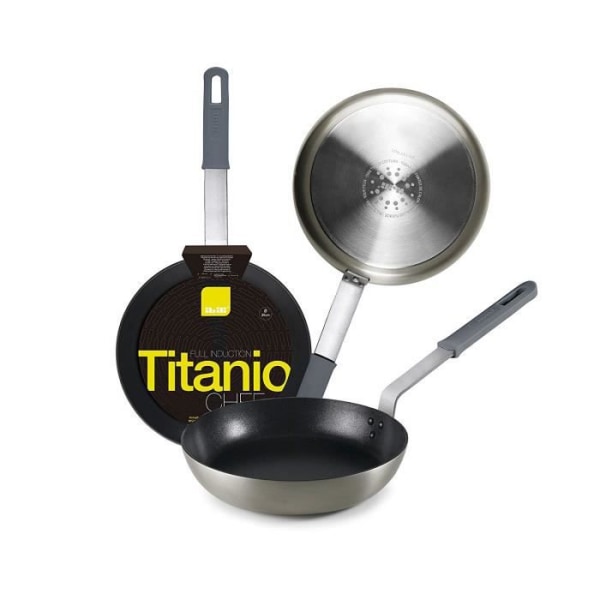 IBILI 490022 Titanio Chef rostfri stekpanna, svart, 22 x 22 x 48 cm