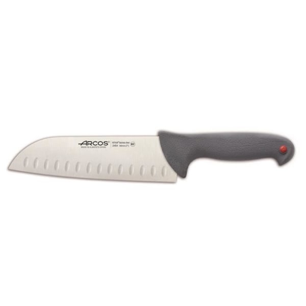 Santoku-veitsi Arcos Couleur - Prof 245400 taskuilla ruostumatonta Nitrum-terästä ja ergonomista mangopolypropeenia ja 18-teräinen