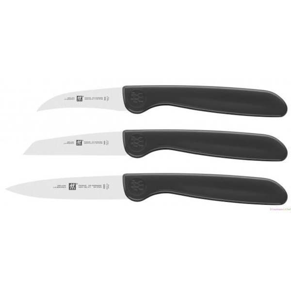 Æske med 3 Zwilling grøntsagsknive - Friodur klinger - Rustfrit og kulstofstål - Ergonomisk sort håndtag Svart