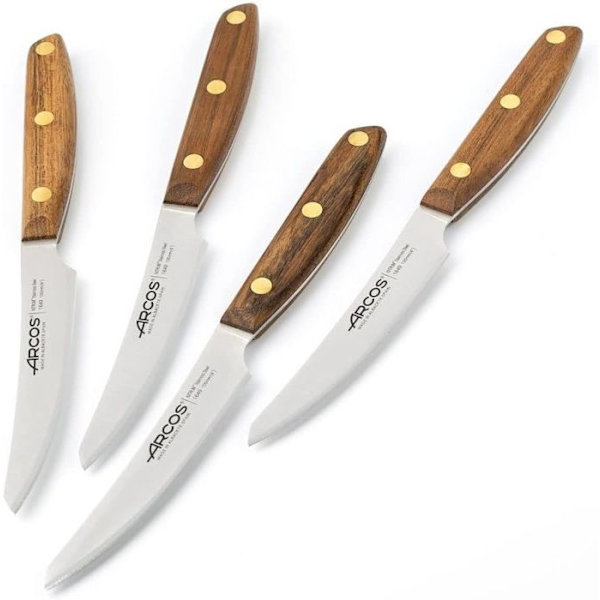 Bows Nordika Series - Set med 4 knivar - NITRUM rostfritt stål - 100 mm blad - 100% naturligt ugnkol träskaft från skogar