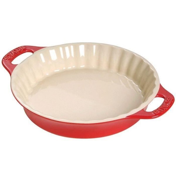 Kageform - Staub - Rund 36 cm - Keramik - Rød - En kage Röd