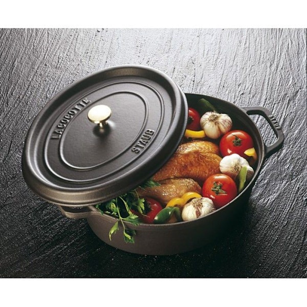 Basilika Oval Emaljerad Gjutjärnsgryta 31cm - 5,50L Svart