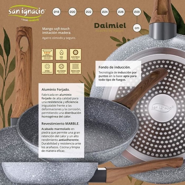 Stegepander - San Ignacio - Daimiel - Smedet aluminium - Induktion - 22/26/28 cm