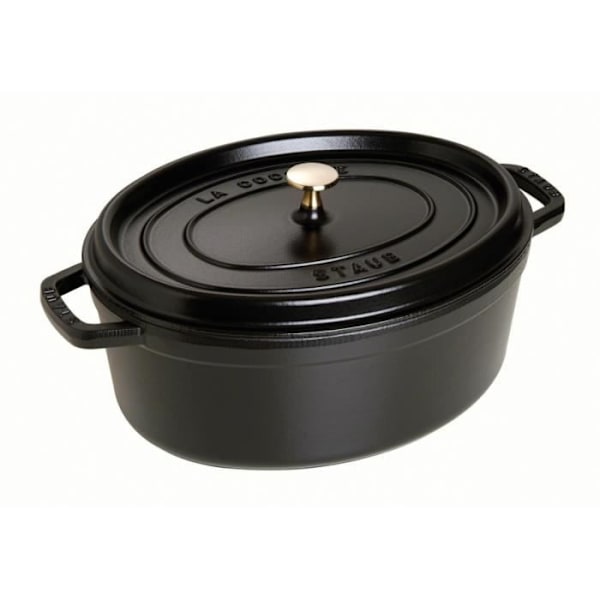 Oval Svart Emaljerad Gjutjärnsgryta 15cm - 0,60L Svart