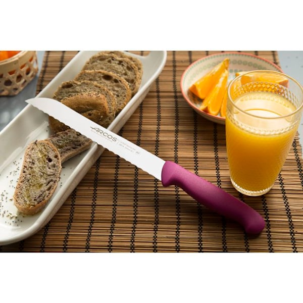 Brödkniv Arcos Color - Prof 291431 i rostfritt stål Nitrum och mango Ergonomisk raket i polypropylen fuscia färg och