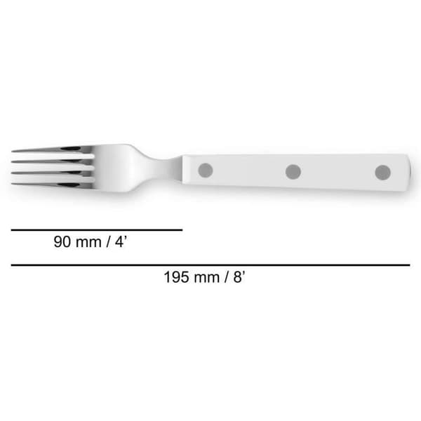 Pihvihaarukka - ARCOS - Steak Basic - Ruostumaton teräs - Valkoinen polyoksimetyleeni - 195 mm