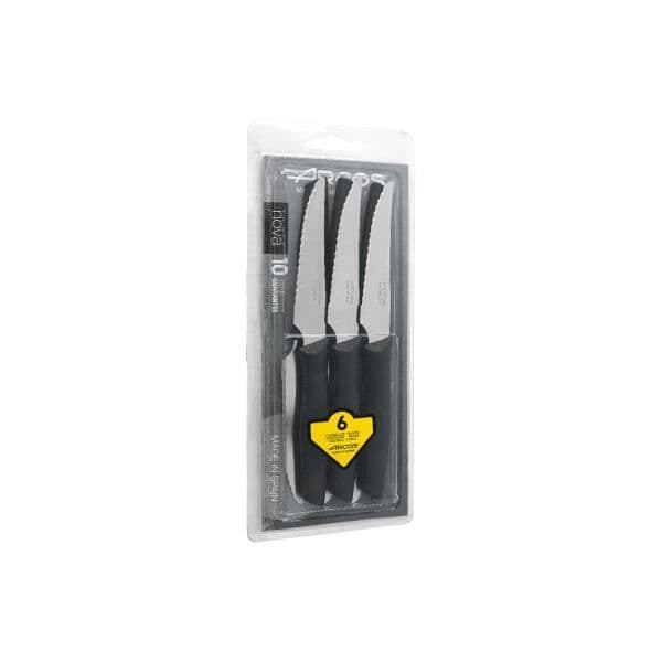 Steakknive - ARCOS - Nova - 6 stk. - Takket klinge i Nitrum rustfrit stål - Sort polypropylen håndtag
