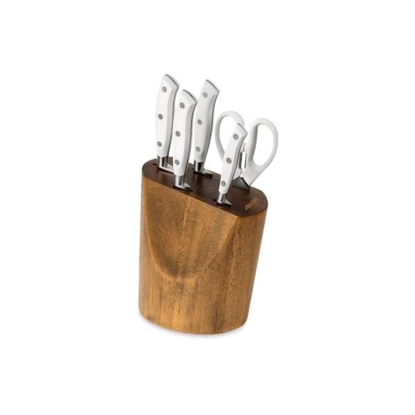 Blok med 4 knive + saks Arcos Riviera Hvid - Rustfrit stål Nitrum com 0,000000 Hvid