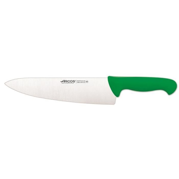 Arcos Couleur kokkekniv - Prof 290821 i Nitrum rustfrit stål og ergonomisk grøn mango polypropylen med 25 cm klinge,