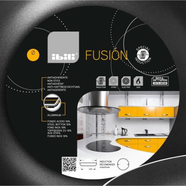 IBILI Fusion - Djup non-stick stekpanna med 2 handtag (24 cm) - Aluminium - Full induktion