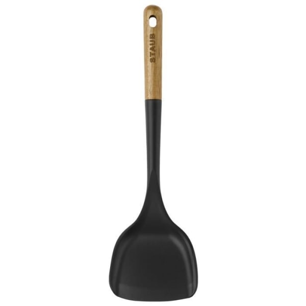 Wok-lasta - STAUB - 31 cm - Musta Silikoni - Akasiapuu - Keittiövälineet Svart