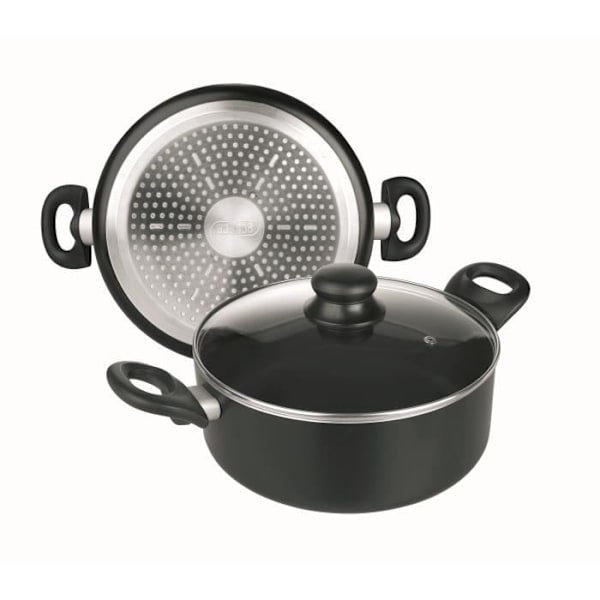 IBILI - Kastrull med glaslock, aluminium, 28 cm, non-stick, induktionskompatibel