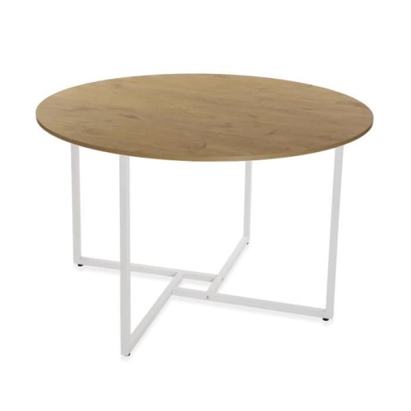 Köks- eller matsalsbord - Versa - Beatriz - 76x120x120cm - Matbord i trä och metall - Vit och brun