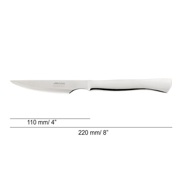 Steakkniv - Arcos - Monoblock - 110 mm - Rostfritt stål - Slät egg