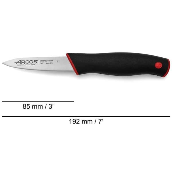 Køkkenkniv - ARCOS - Dúo - Klinge i Nitrum® rustfrit stål - 85 mm - Ergonomisk