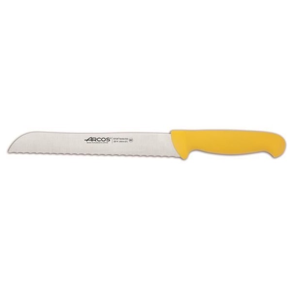 Brödkniv (pärlemorfärgad) Arcos Color - Prof 291400 rostfritt stål Nitrum och mango Ergonomiskt blad i gul polypropen och blad