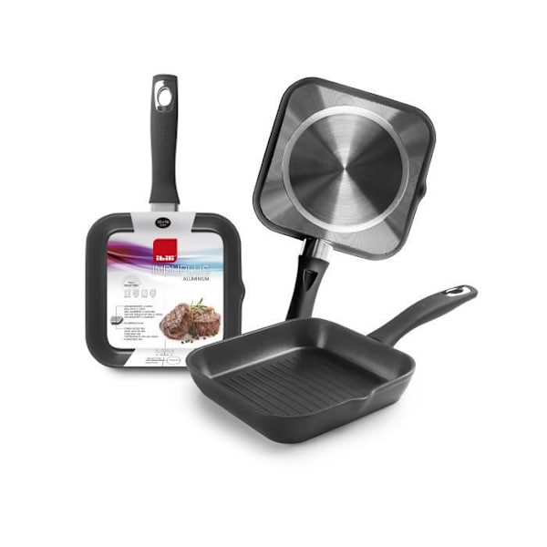 IBILI - Ny Induplus Grill, 18 cm, aluminium, non-stick, kompatibel med induktion