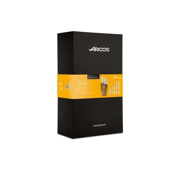 Arcos Riviera Vit 4-kniv + saxblock - Rostfritt stål Nitrum com 0,000000 Vit