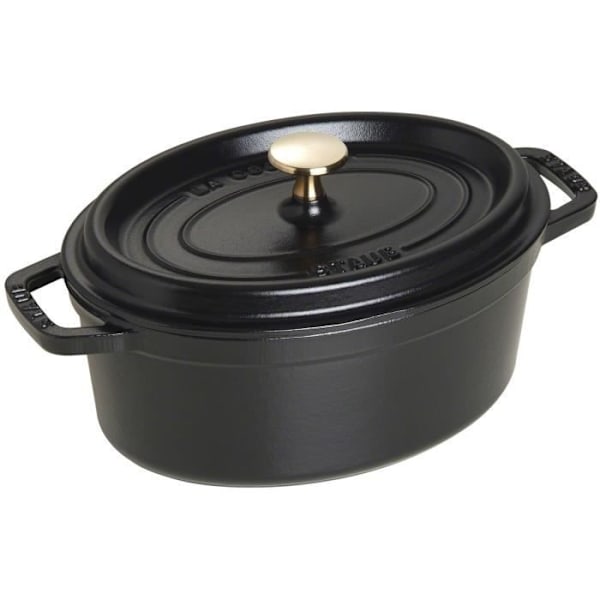 STAUB 405002310 - Ovalt ildfast fad - Ø 23 cm - Mat sort Svart